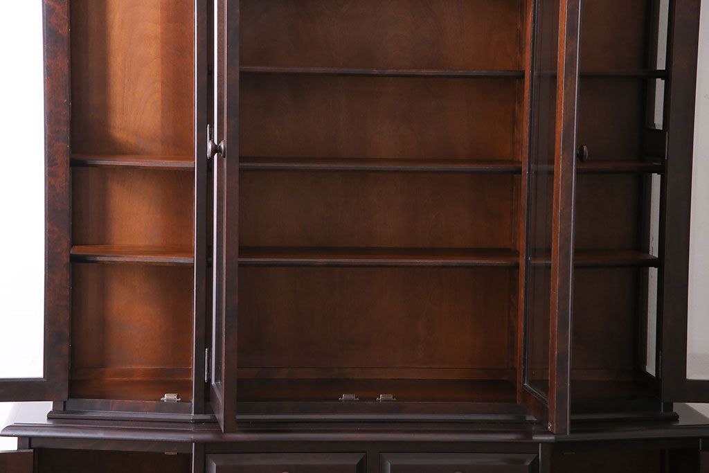 中古　北海道民芸家具　OM151　シックな食器棚(キャビネット、収納棚)(定価130万円)