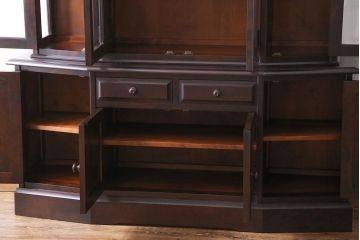 中古　北海道民芸家具　OM151　シックな食器棚(キャビネット、収納棚)(定価130万円)