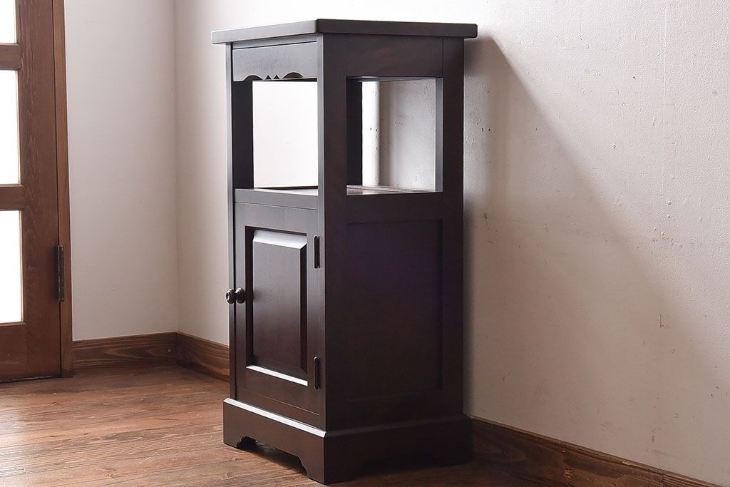 アンティーク雑貨　中古　北海道民芸家具　HM861K　小振りな電話台(キャビネット、飾り台、花台)