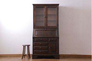 中古　北海道民芸家具　上品な雰囲気漂うライティングビューロー(収納棚)(定価約50万円)