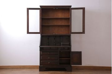 中古　北海道民芸家具　上品な雰囲気漂うライティングビューロー(収納棚)(定価約50万円)