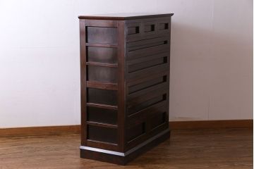 中古　松本民芸家具　意匠が存在感を放つF型整理タンス(チェスト)(定価約36万円)