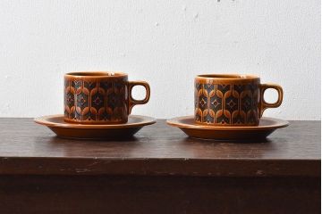 アンティーク雑貨　イギリスビンテージ　HORNSEA(ホーンジー)HEIRLOOM(エアルーム)シリーズ　カップ&ソーサー2客セット(洋食器)(2)