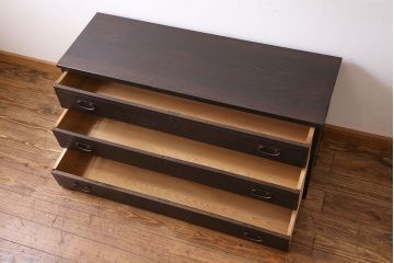 アンティーク家具　和製アンティーク　前面ケヤキ材　古い木の質感のタンスローチェスト(引き出し、テレビ台)