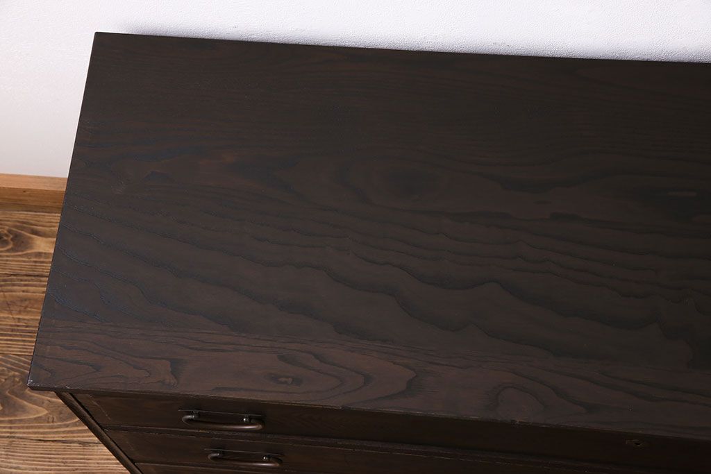 アンティーク家具　和製アンティーク　前面ケヤキ材　古い木の質感のタンスローチェスト(引き出し、テレビ台)