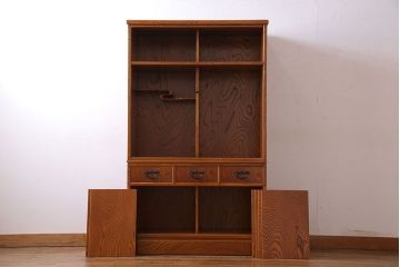 中古美品　二本松工藝館　田中家具　上質な茶タンス(茶箪笥、飾り棚)(定価約25万円)