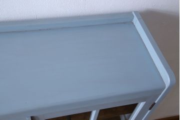 ヴィンテージ家具　爽やかなアンティークペイントが素敵なビンテージブックケース(本箱、本棚)