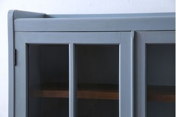 ヴィンテージ家具　爽やかなアンティークペイントが素敵なビンテージブックケース(本箱、本棚)