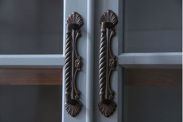 ヴィンテージ家具　爽やかなアンティークペイントが素敵なビンテージブックケース(本箱、本棚)