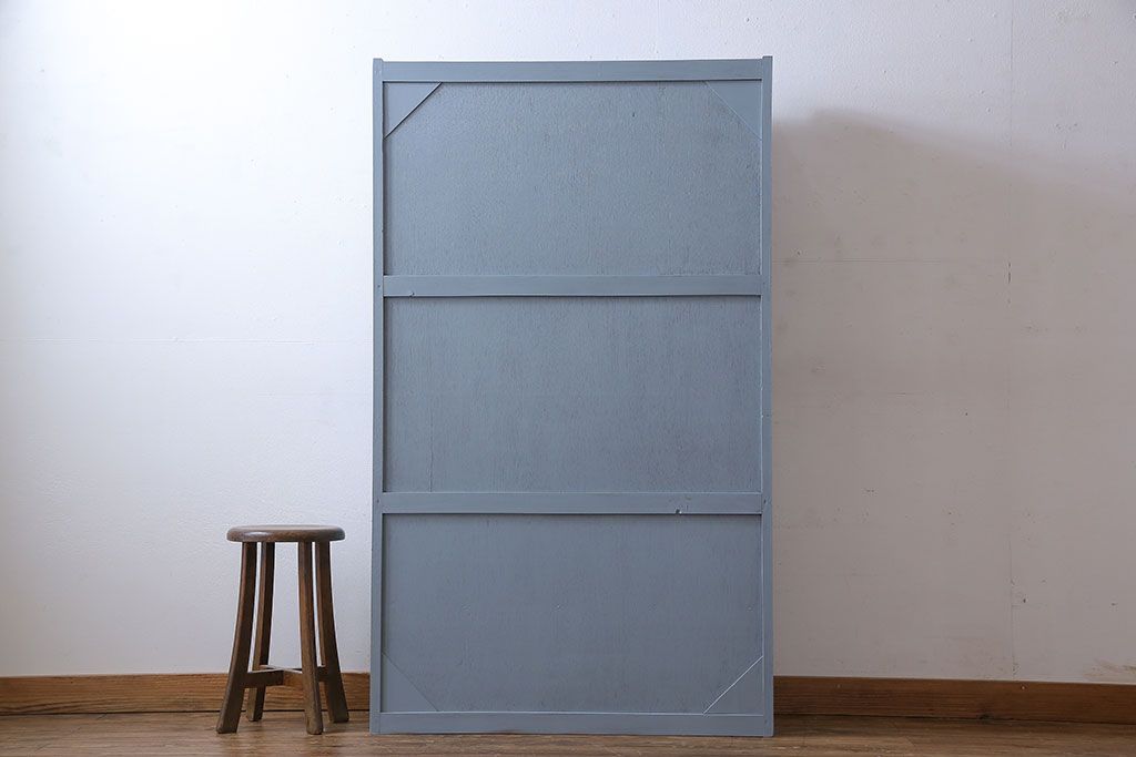 ヴィンテージ家具　爽やかなアンティークペイントが素敵なビンテージブックケース(本箱、本棚)