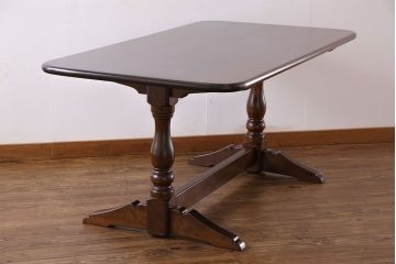 中古　松本民芸家具　シックな4人掛けダイニングテーブル(T型食卓)(定価約32万円)