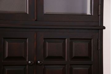 中古　希少な廃盤品!!　北海道民芸家具　OM158　上質な三方ガラス飾り棚(陳列棚、ガラスケース)