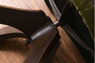 アンティーク家具　古いナラ材が使われた和モダンなアンティーク回転椅子(イス、ワークチェア)