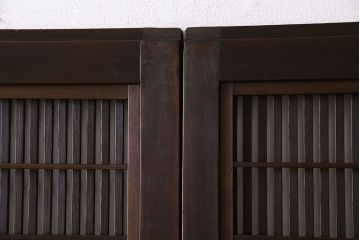 和製アンティーク　細かな桟が美しい裏障子付き格子戸(引き戸、建具)4枚セット