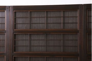 和製アンティーク　細かな桟が美しい裏障子付き格子戸(引き戸、建具)4枚セット