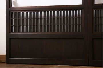 和製アンティーク　細かな桟が美しい裏障子付き格子戸(引き戸、建具)4枚セット