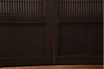 和製アンティーク　細かな桟が美しい裏障子付き格子戸(引き戸、建具)4枚セット