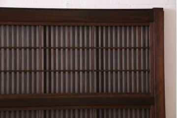 昭和期　腰板ケヤキ材　上品な雰囲気漂う裏障子付き格子戸(引き戸、建具)2枚セット(1)