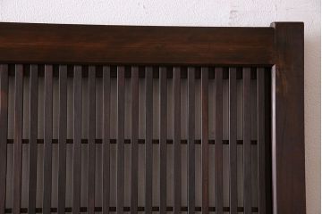 昭和期　腰板ケヤキ材　裏障子付き　上品な雰囲気漂うガラス帯格子戸(引き戸、建具)2枚セット(2)