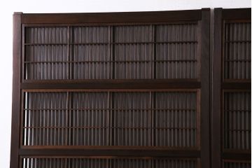 昭和期　腰板ケヤキ材　裏障子付き　上品な雰囲気漂うガラス帯格子戸(引き戸、建具)2枚セット(2)
