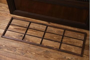 昭和期　腰板ケヤキ材　裏障子付き　上品な雰囲気漂うガラス帯格子戸(引き戸、建具)2枚セット(2)