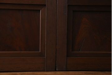 和製アンティーク　腰板ケヤキ材　細かな桟が美しい上質な裏障子付き格子戸(引き戸、建具)4枚セット
