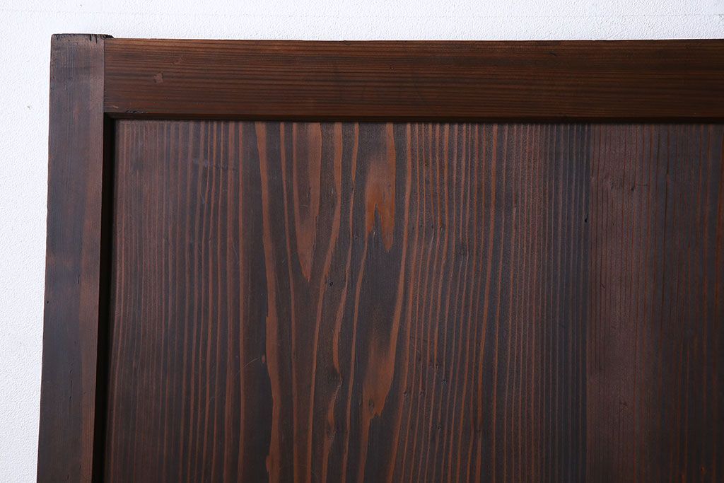 和製アンティーク　障子付き　どっしりとした存在感と繊細な雰囲気漂う格子帯戸(板戸、障子戸、引き戸、建具)4枚セット