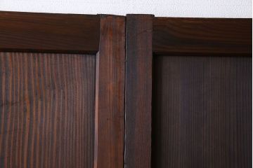 和製アンティーク　障子付き　どっしりとした存在感と繊細な雰囲気漂う格子帯戸(板戸、障子戸、引き戸、建具)4枚セット
