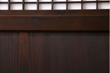 和製アンティーク　障子付き　どっしりとした存在感と繊細な雰囲気漂う格子帯戸(板戸、障子戸、引き戸、建具)4枚セット