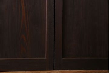 和製アンティーク　障子付き　どっしりとした存在感と繊細な雰囲気漂う格子帯戸(板戸、障子戸、引き戸、建具)4枚セット