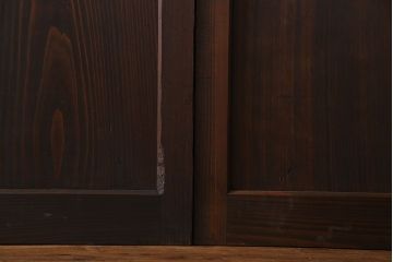 和製アンティーク　障子付き　どっしりとした存在感と繊細な雰囲気漂う格子帯戸(板戸、障子戸、引き戸、建具)4枚セット