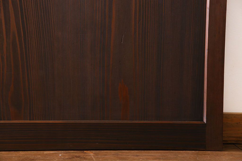 和製アンティーク　障子付き　どっしりとした存在感と繊細な雰囲気漂う格子帯戸(板戸、障子戸、引き戸、建具)4枚セット