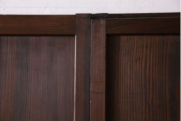 和製アンティーク　障子付き　どっしりとした存在感と繊細な雰囲気漂う格子帯戸(板戸、障子戸、引き戸、建具)4枚セット