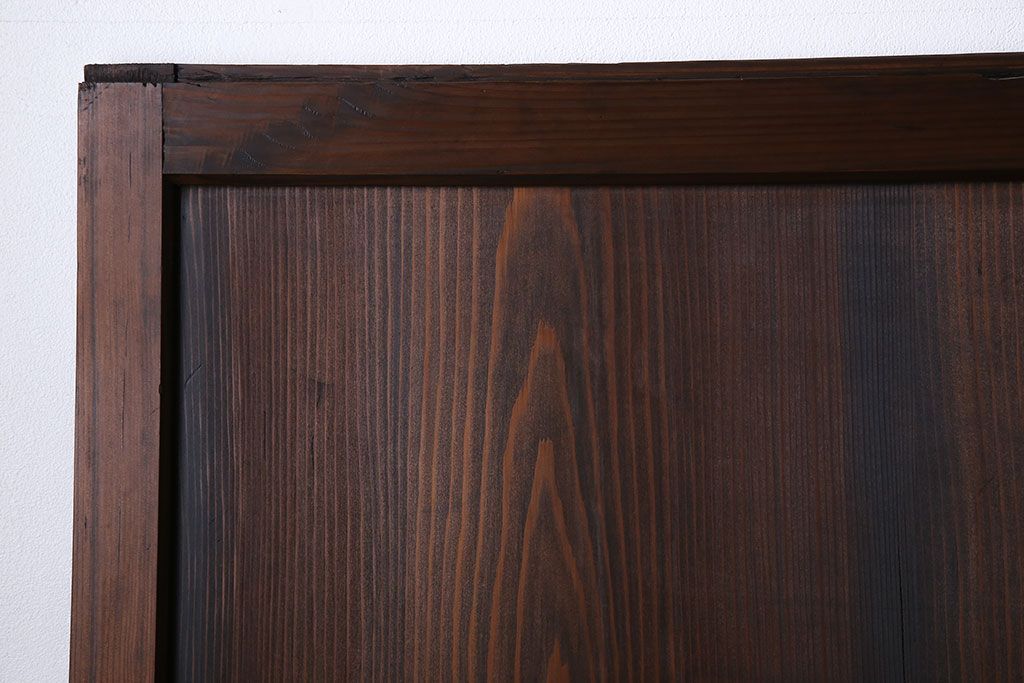 和製アンティーク　障子付き　どっしりとした存在感と繊細な雰囲気漂う格子帯戸(板戸、障子戸、引き戸、建具)4枚セット