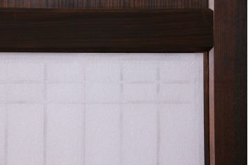 和製アンティーク　障子付き　どっしりとした存在感と繊細な雰囲気漂う格子帯戸(板戸、障子戸、引き戸、建具)4枚セット