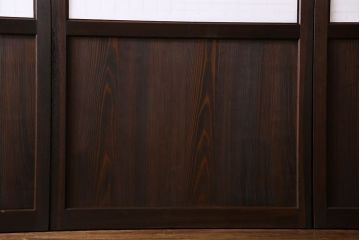 和製アンティーク　障子付き　どっしりとした存在感と繊細な雰囲気漂う格子帯戸(板戸、障子戸、引き戸、建具)4枚セット