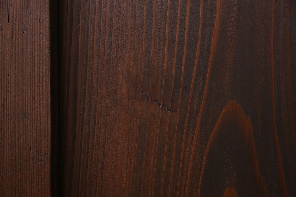 和製アンティーク　障子付き　どっしりとした存在感と繊細な雰囲気漂う格子帯戸(板戸、障子戸、引き戸、建具)4枚セット