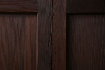 和製アンティーク　障子付き　どっしりとした存在感と繊細な雰囲気漂う格子帯戸(板戸、障子戸、引き戸、建具)4枚セット