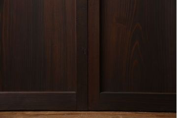 和製アンティーク　障子付き　どっしりとした存在感と繊細な雰囲気漂う格子帯戸(板戸、障子戸、引き戸、建具)4枚セット