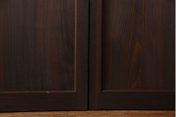 和製アンティーク　障子付き　どっしりとした存在感と繊細な雰囲気漂う格子帯戸(板戸、障子戸、引き戸、建具)4枚セット