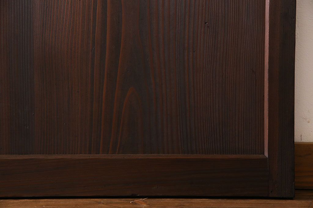 和製アンティーク　障子付き　どっしりとした存在感と繊細な雰囲気漂う格子帯戸(板戸、障子戸、引き戸、建具)4枚セット