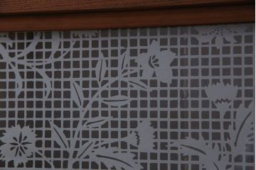 和製アンティーク　レトロな雰囲気漂う幅の狭い帯格子戸(引き戸、障子戸、建具)4枚セット