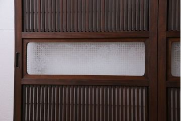 和製アンティーク　レトロな雰囲気漂う幅の狭い帯格子戸(引き戸、障子戸、建具)4枚セット