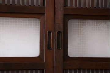 和製アンティーク　レトロな雰囲気漂う幅の狭い帯格子戸(引き戸、障子戸、建具)4枚セット