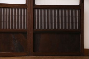 和製アンティーク　レトロな雰囲気漂う幅の狭い帯格子戸(引き戸、障子戸、建具)4枚セット