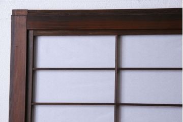 和製アンティーク　レトロな雰囲気漂う幅の狭い帯格子戸(引き戸、障子戸、建具)4枚セット