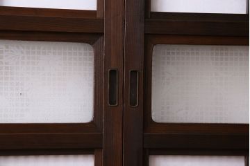 和製アンティーク　レトロな雰囲気漂う幅の狭い帯格子戸(引き戸、障子戸、建具)4枚セット