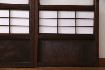 和製アンティーク　レトロな雰囲気漂う幅の狭い帯格子戸(引き戸、障子戸、建具)4枚セット