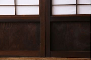 和製アンティーク　レトロな雰囲気漂う幅の狭い帯格子戸(引き戸、障子戸、建具)4枚セット