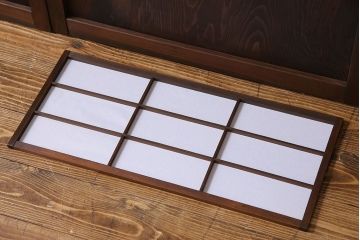 和製アンティーク　レトロな雰囲気漂う幅の狭い帯格子戸(引き戸、障子戸、建具)4枚セット